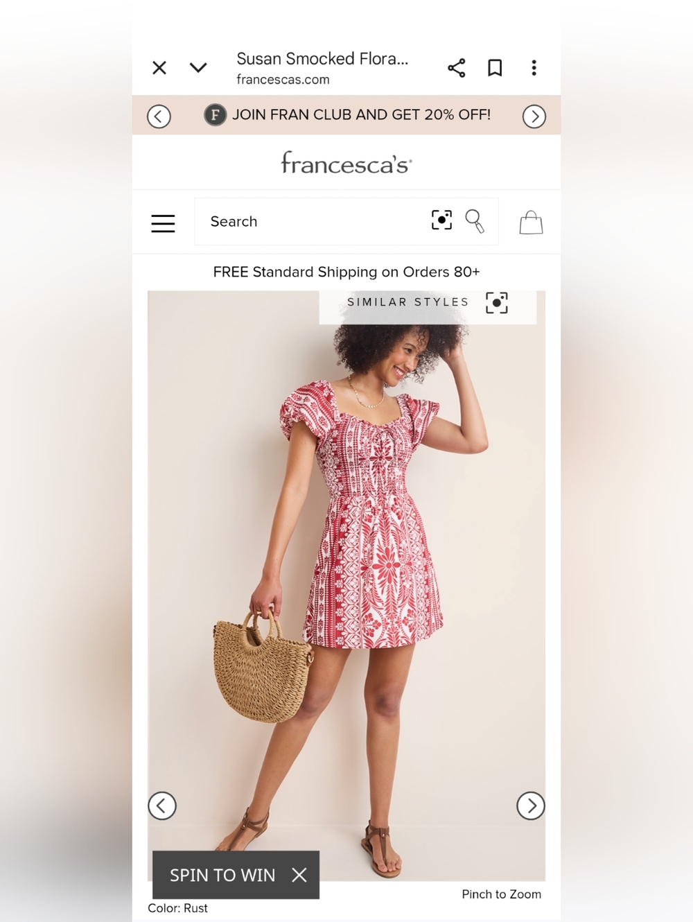 Francesca's Collections White and Red Floral Off-Shoulder Dress